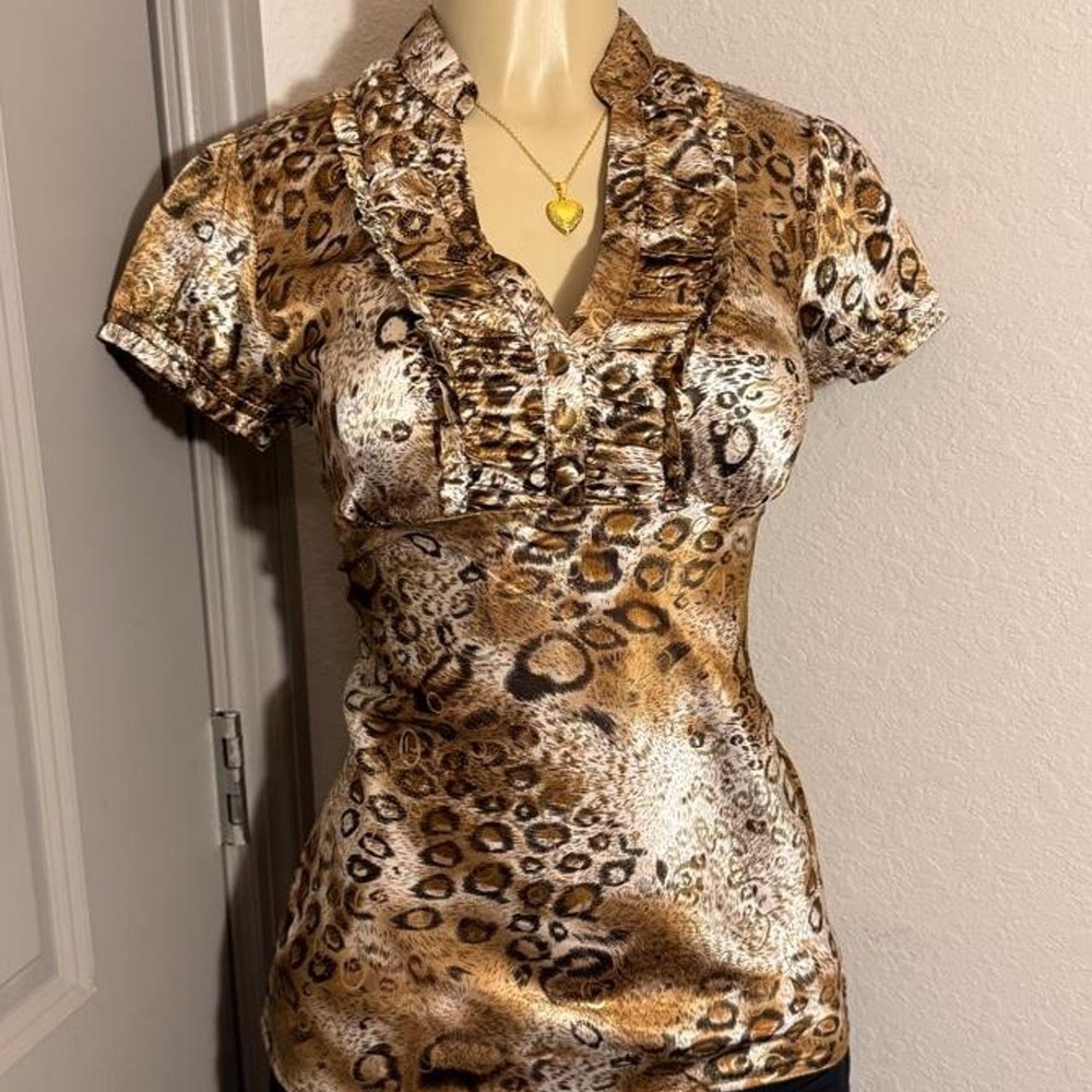 Y2K leopard print blouse